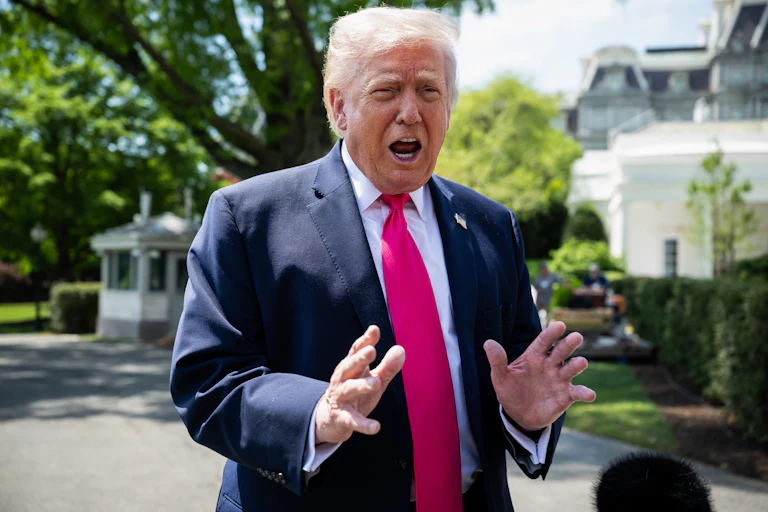 Donald Trump speaking outside the White House