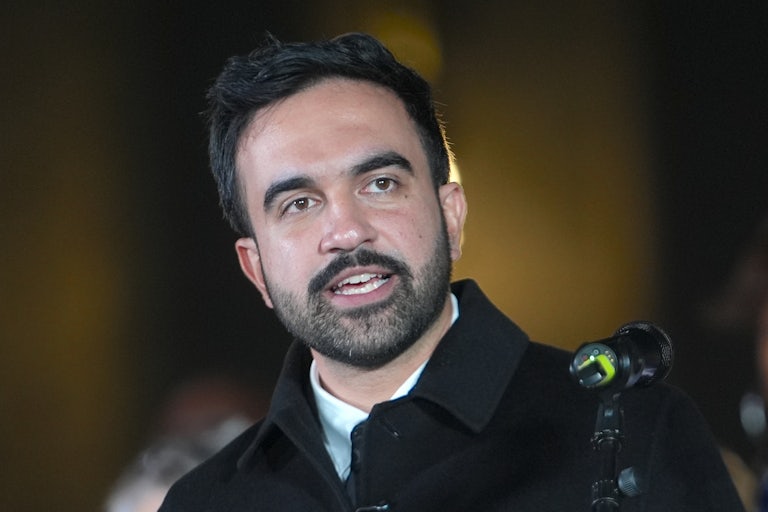 Democratic New York mayoral candidate Zohran Mamdani speaks during an event