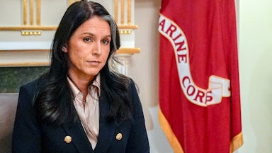 Director of National Intelligence Tulsi Gabbard sits in Donald Trump's Cabinet meeting