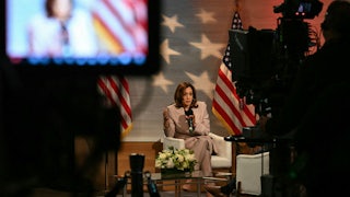 Kamala Harris at a discussion hosted by the National Association of Black Journalists in Philadelphia