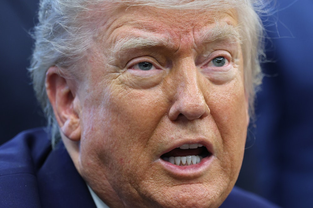 A close up of President Donald Trump