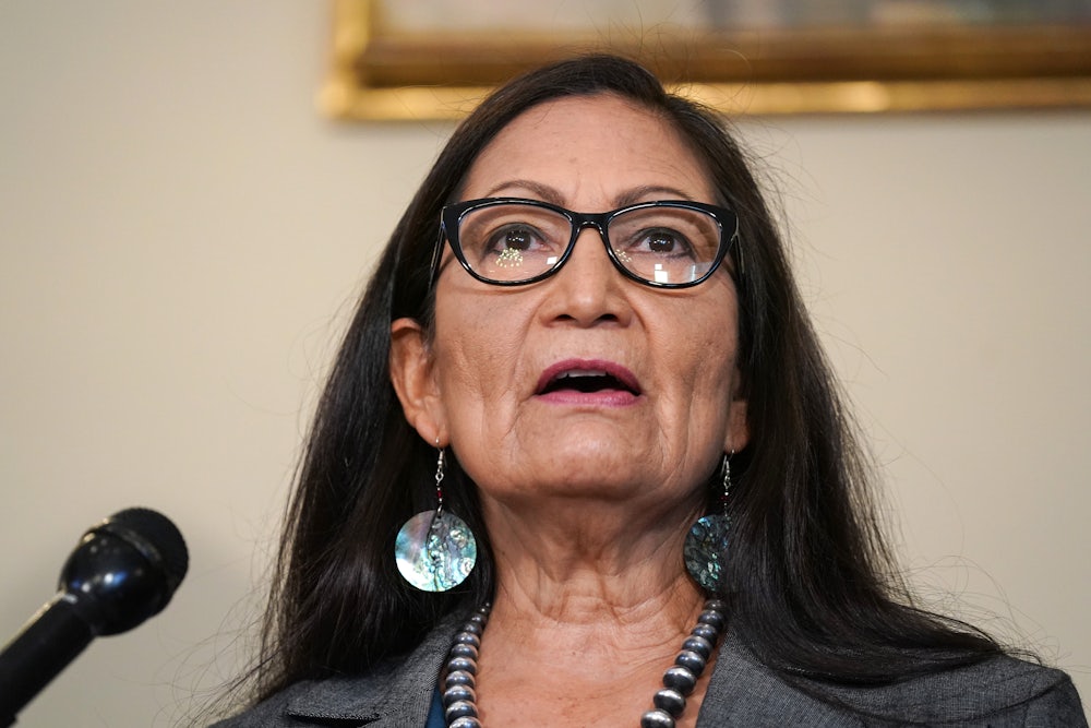 Representative Deb Haaland speaks in September 2020.