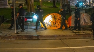 On July 4, protesters set up an encampment outside City Hall in Los Angeles. It lasted a few hours before the LAPD cleared the area of tents and protesters.