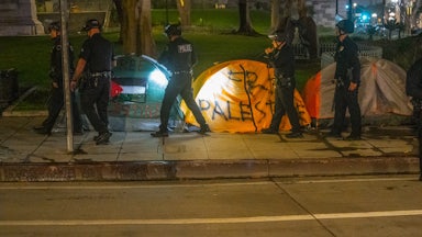 On July 4, protesters set up an encampment outside City Hall in Los Angeles. It lasted a few hours before the LAPD cleared the area of tents and protesters.