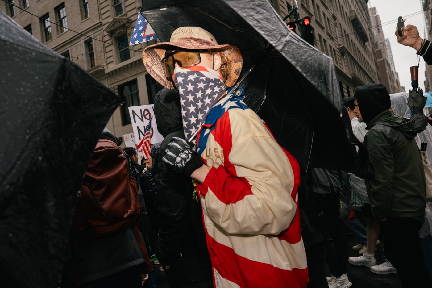 A Protester in New York City on Sunday at the No Kings event 