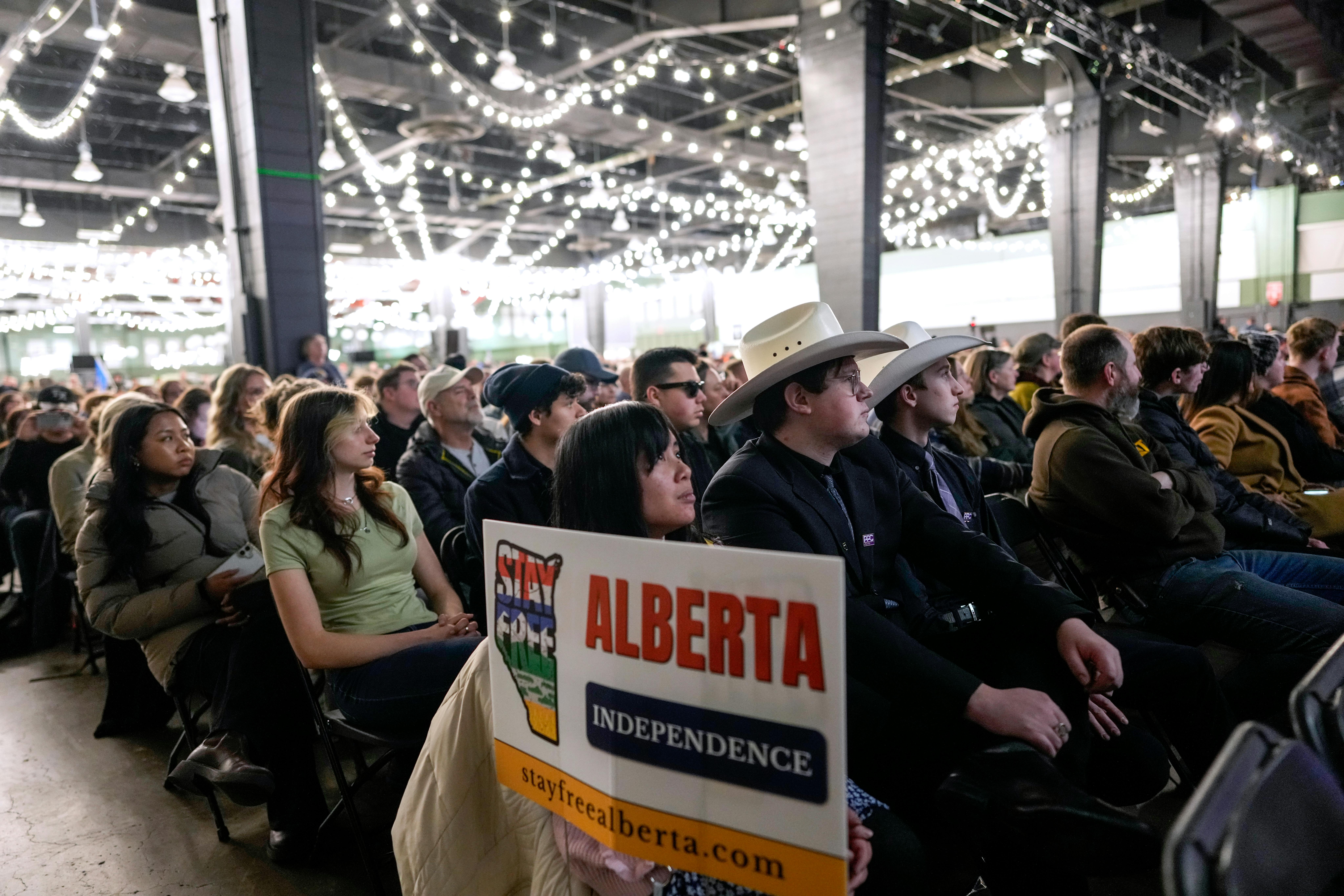 Attendees during the Alberta Independence Town Hall event in Calgary, Alberta. 
