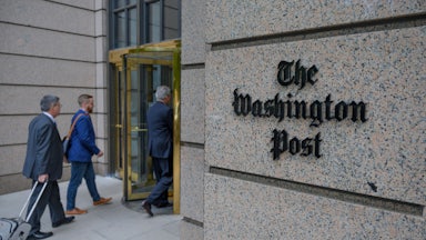 The building of the Washington Post newspaper headquarters is seen on K Street in Washington, D.C.
