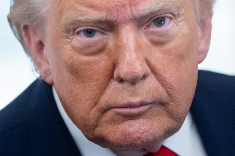 Donald Trump glares angrily