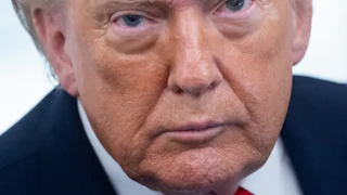Donald Trump glares angrily