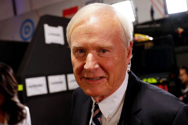 Chris Matthews in the spin room after the Democratic Presidential Debate at the Fox Theatre on July 31, 2019 in Detroit, Michigan. 