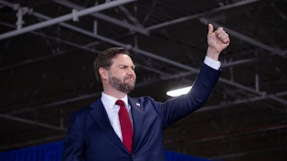 JD Vance gives a big thumbs up and smiles