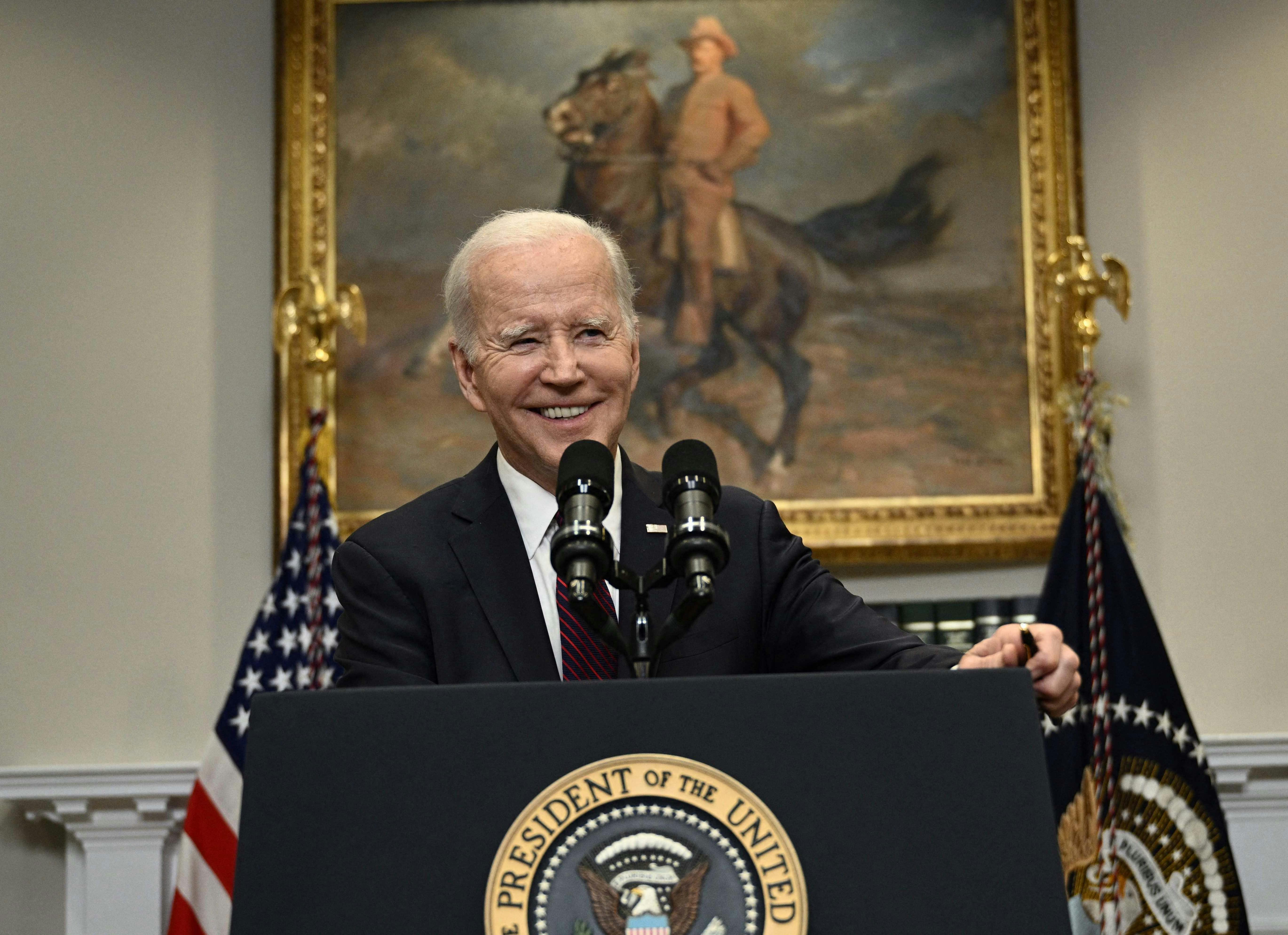 Biden at a press conference 
