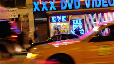 An adult video store in Times Square, New York City, 2005.