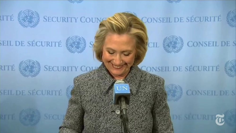 Hillary smiles
