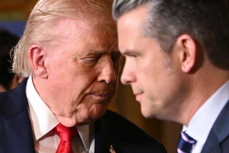 Donald Trump and Pete Hegseth speak closely