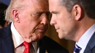 Donald Trump and Pete Hegseth speak closely