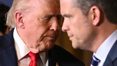 Donald Trump and Pete Hegseth speak closely