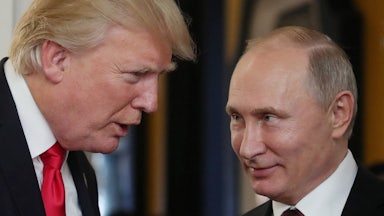 Former president Donald Trump speaks to Vladmir Putin