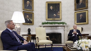 House Speaker Kevin McCarthy and President Biden in the Oval Office