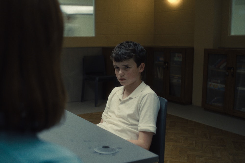 Jamie Miller, played by Owen Cooper, faces a forensic psychologist in <i>Adolescence</i>.