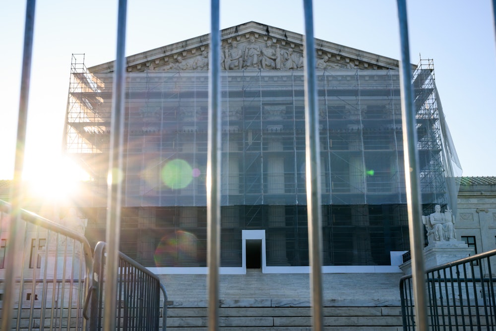 Security barricades in front of the US Supreme Court in Washington, DC, U.S.