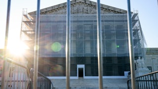 Security barricades in front of the US Supreme Court in Washington, DC, U.S.