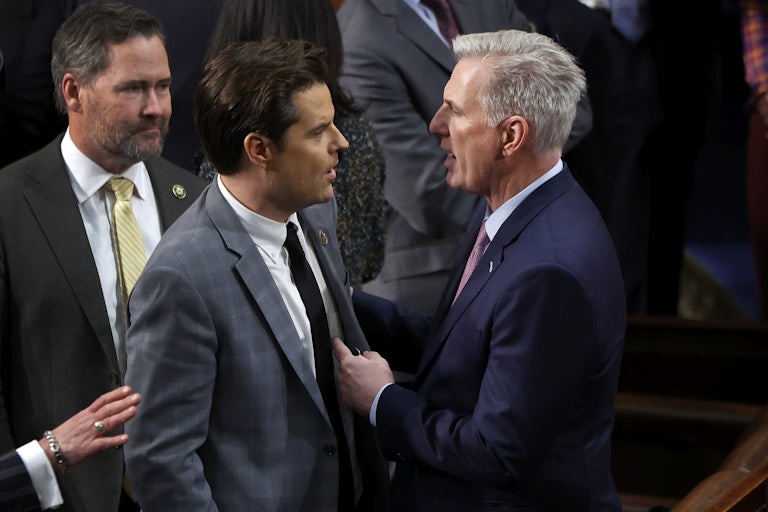 Matt Gaetz and Kevin McCarthy argue on the House floor