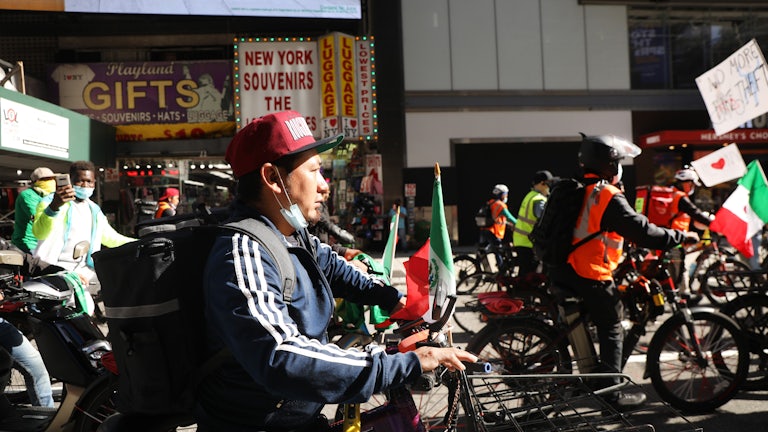 Hundreds of delivery workers protest in New York City