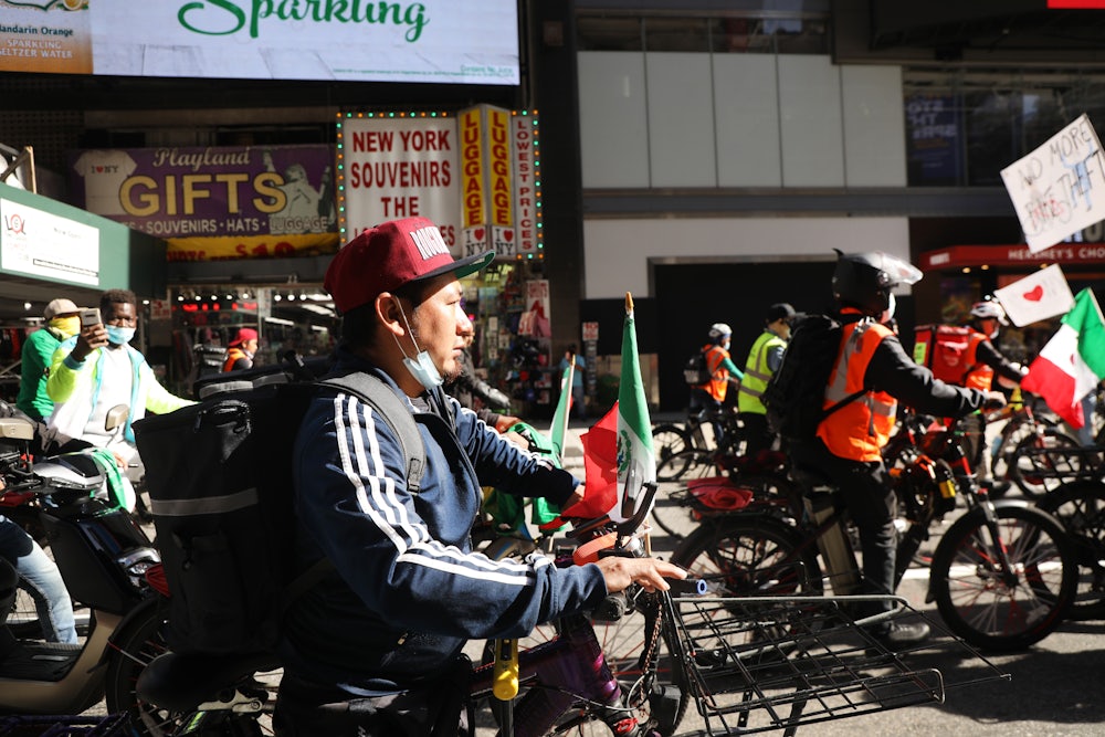 Hundreds of delivery workers protest in New York City