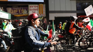 Hundreds of delivery workers protest in New York City