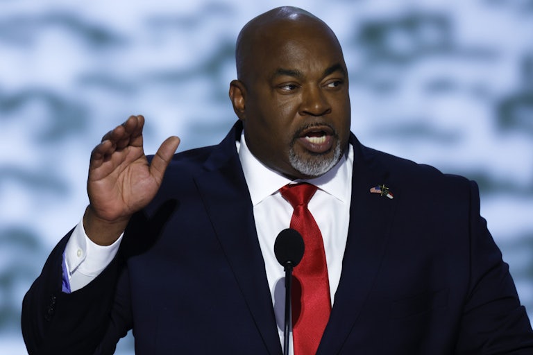 Mark Robinson delivers a speech