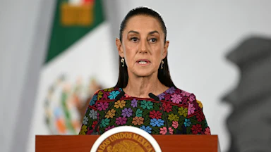 Mexico’s President Claudia Sheinbaum speaks at a press conference
