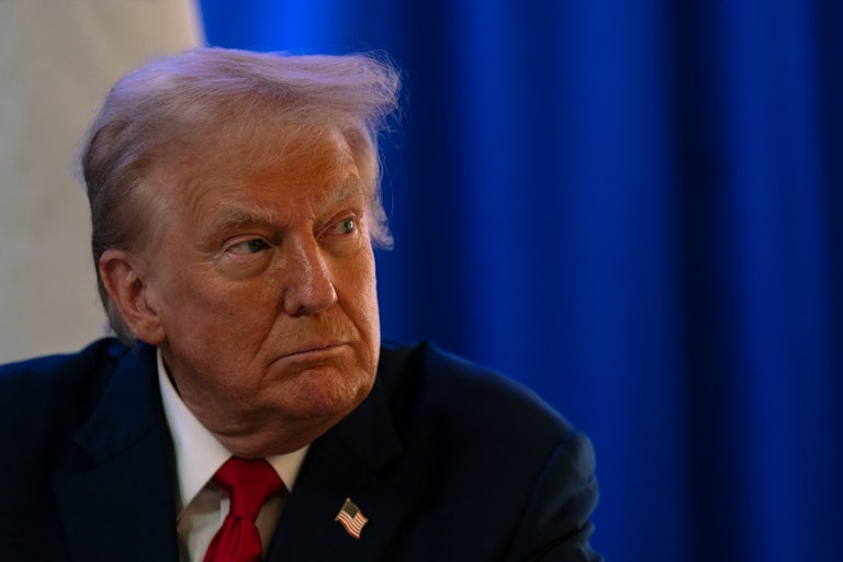 Donald Trump looks to the side during an event