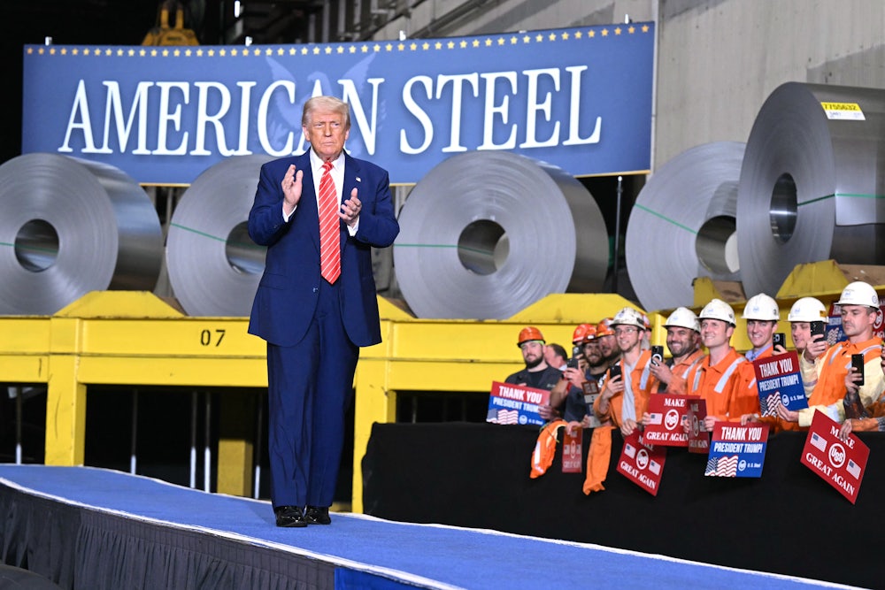 A Trump rally at a U.S. Steel plant in West Mifflin, Pennsylvania