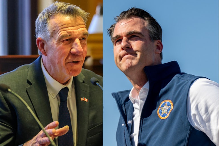 Splitscreen of Vermont Governor Phil Scott and Oklahoma Governor Kevin Stitt