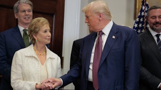 Trump with Education Secretary Linda McMahon