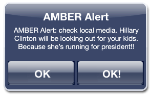 Hillary Clinton's AMBER Alert