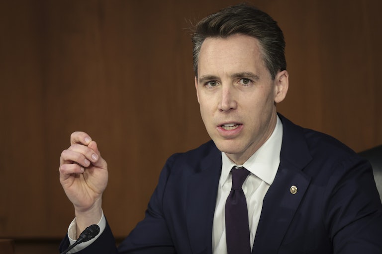 Josh Hawley in a committee hearing on Capitol Hill