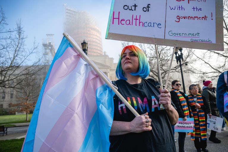 A protester at Kentucky's State Capitol