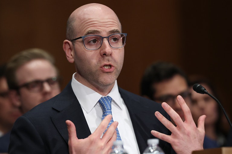 Stephan Miran speaks during a Senate hearing on September 4.
