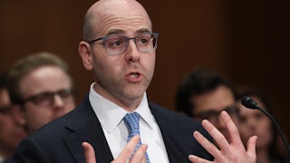 Stephan Miran speaks during a Senate hearing on September 4.
