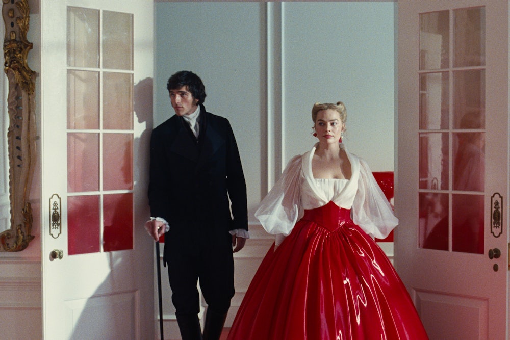 Jacob Elordi and Margot Robbie in Emerald Fennell’s “Wuthering Heights”