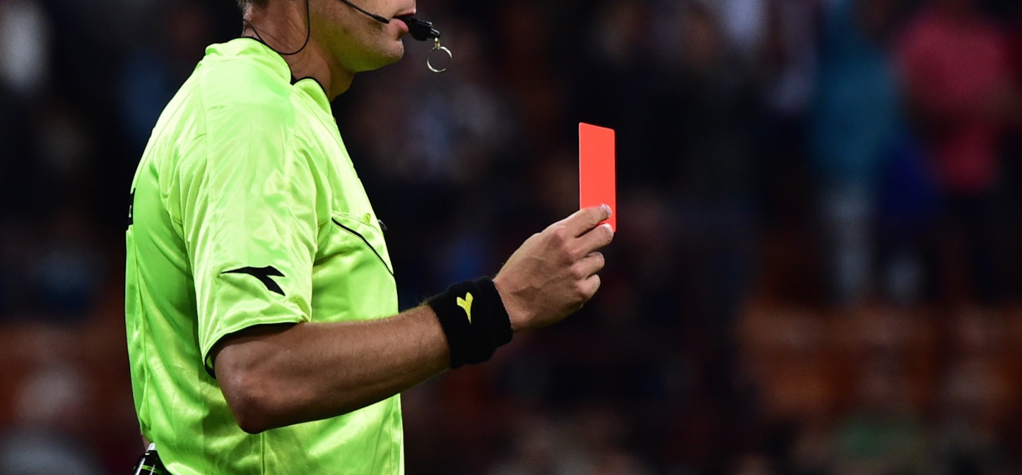 An Argentine referee gave a player a red card. The player came back and ...