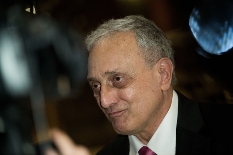 Carl Paladino, former New York gubernatorial candidate, speaks to reporters in the lobby at Trump Tower, December 5, 2016 in New York City. 