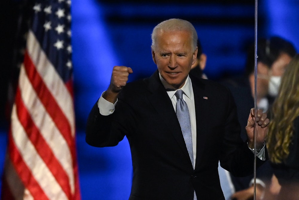 Biden celebrates after being declared winner of the 2020 election.