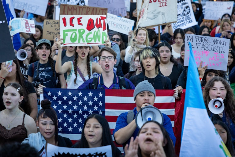 People protest against ICE in Los Angeles