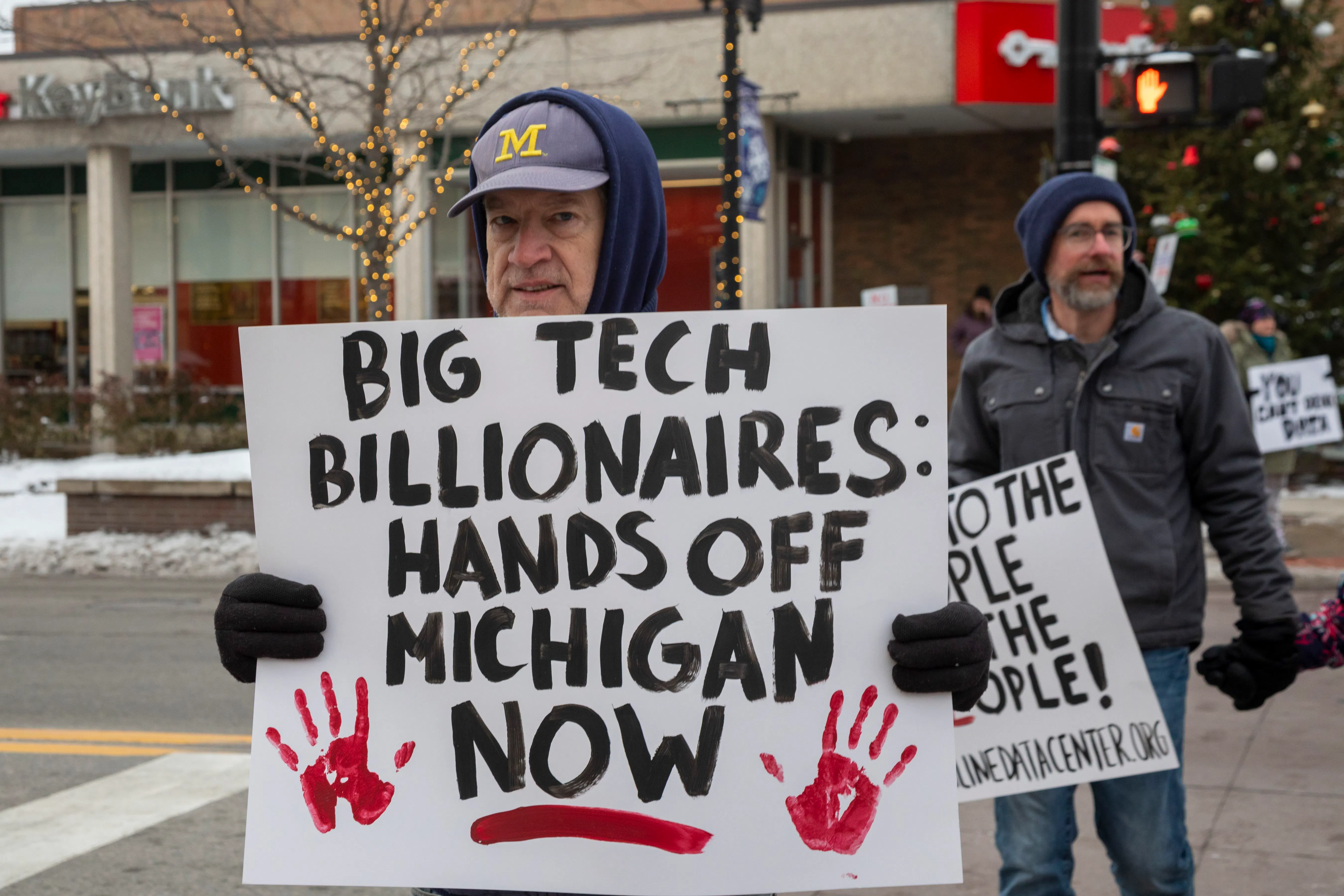 A 2025 protest against a data center planned on southeast Michigan farmland