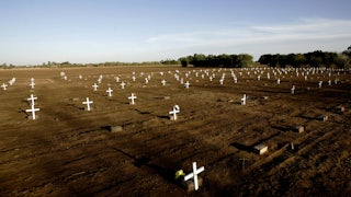 A makeshift cemetery bearing the bodies of unidentified people who have died crossing the border in the city of Holtville, a few miles east of San Diego, CA