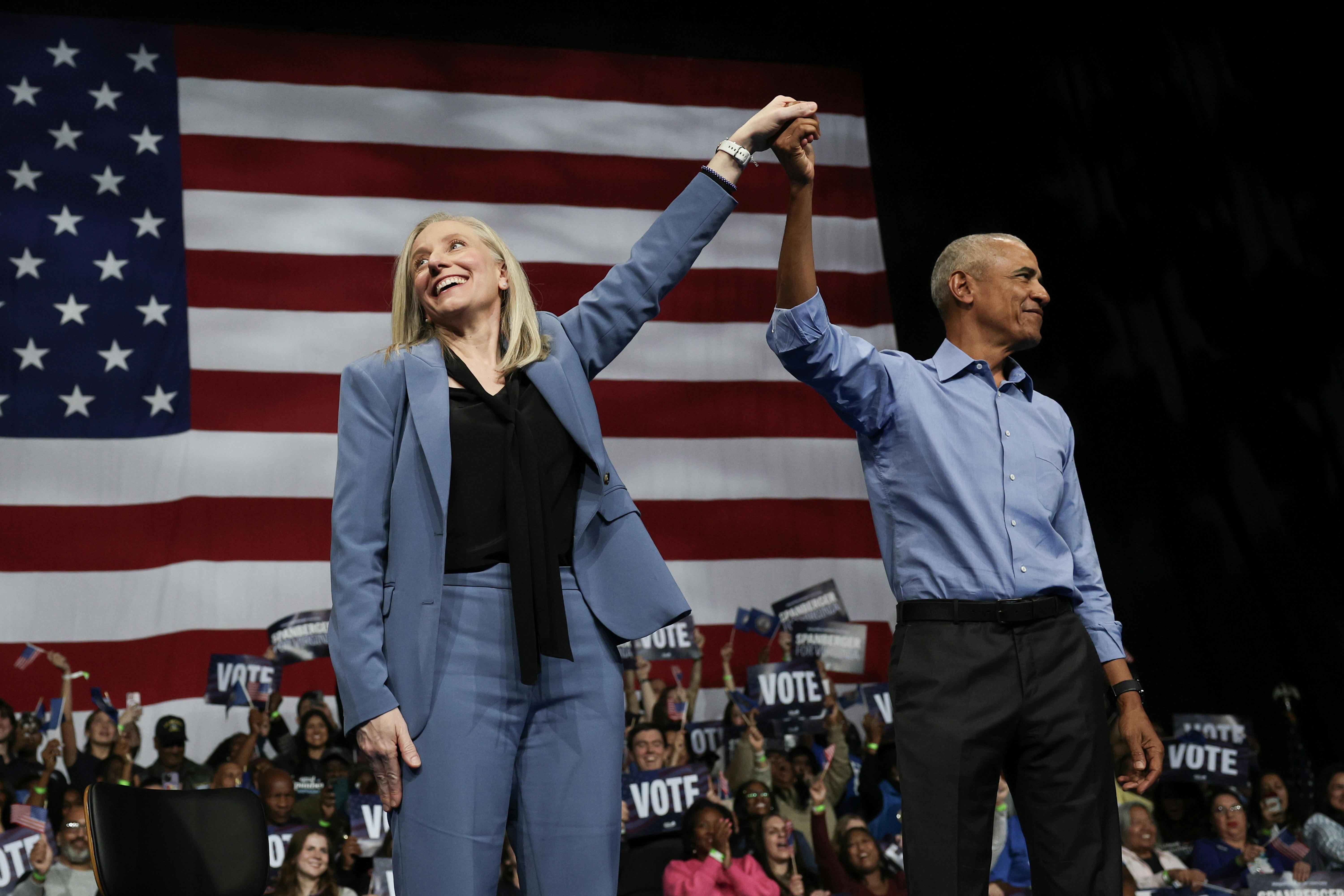 Abigail Spanberger at a campaign event with Barack Obama 