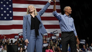 Abigail Spanberger at a campaign event with Barack Obama